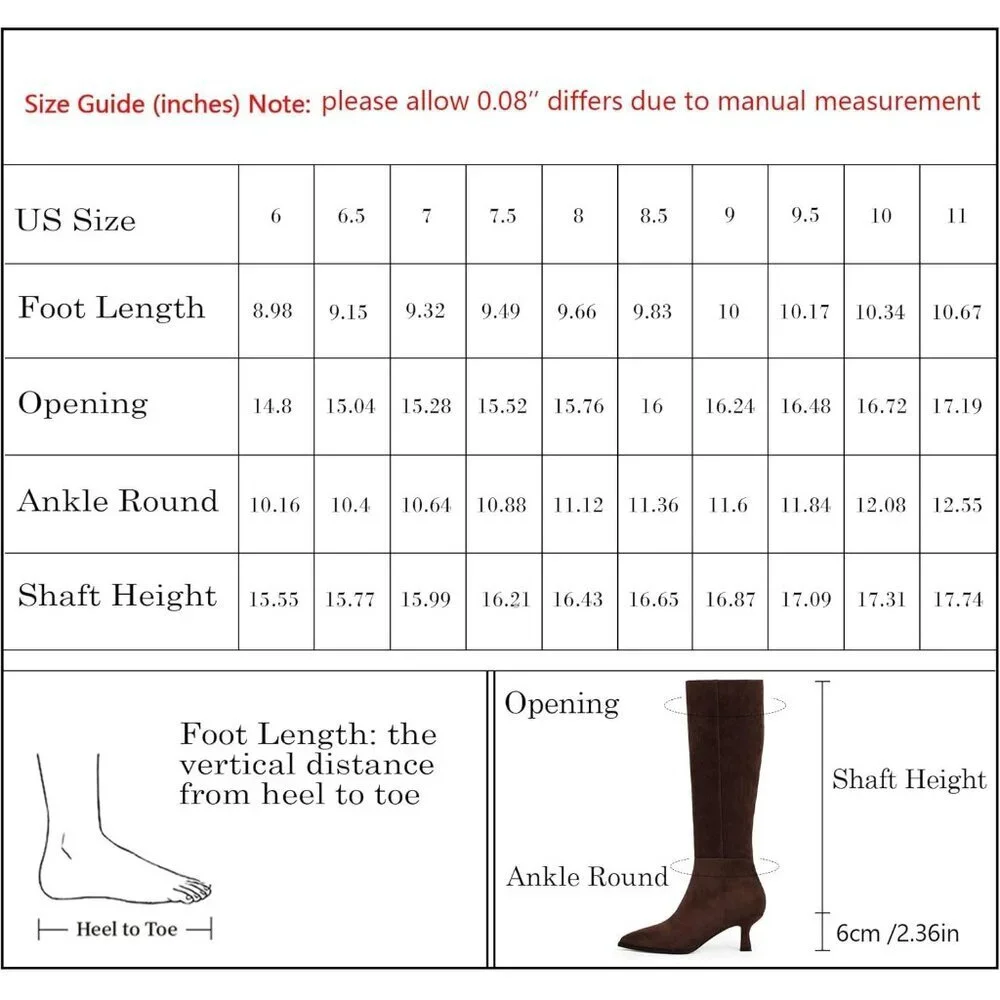 Women's Chocolate Suede Kitten Low Heel Toe Side Zipper Long Tall Knee High Boot